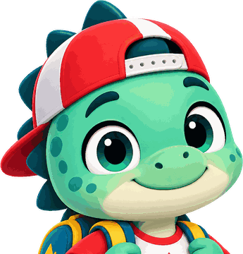 Aleks, a green dinosaur who says one more try